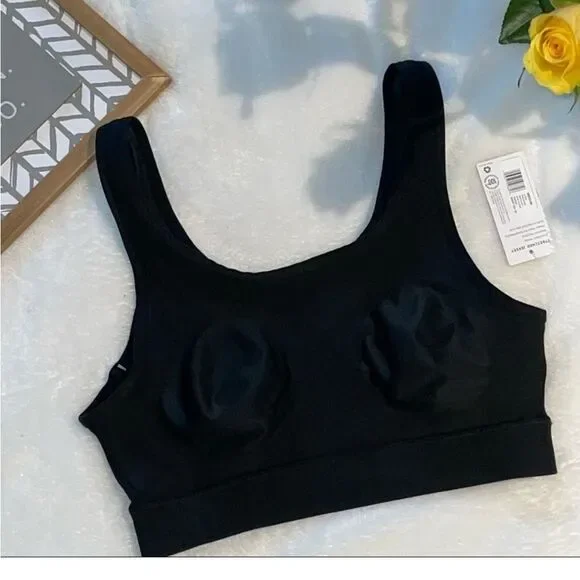 Nwt Jockey Radiate sport bra stretched jersey mold mesh cup black s small top - Picture 2 of 8